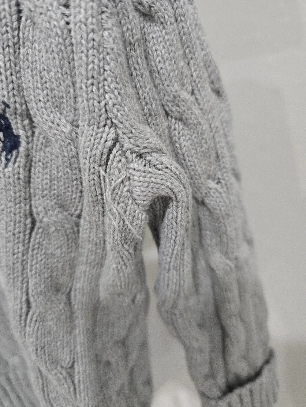 Ralph Lauren Light Gray Cable Knit Crewneck Sweater 24 Months